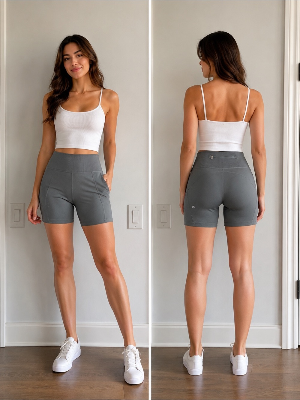 Lululemon High-Waist Active Bike Shorts in Slate Gray
